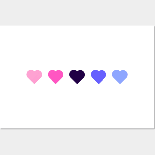 Bi+ Hearts Omnisexual Flag (Solid) Posters and Art